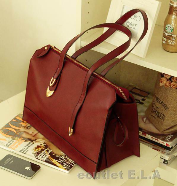 RETRO RED PU LEATHER SATCHEL HAND BAG
